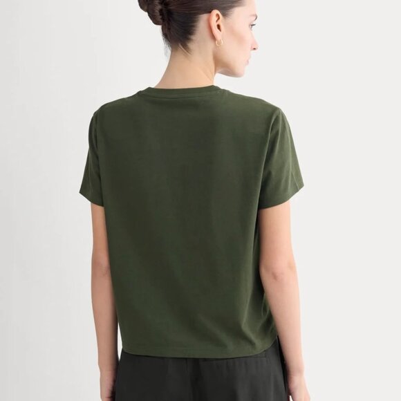 Everlane The Box Cut Tee in Essential Cotton in Dark Green, Size X-Small - Picture 3 of 8